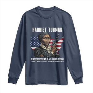 Harriet Tubman Patriotic Long Sleeve Shirt Female Empowerment History Gift TS12 Navy Print Your Wear