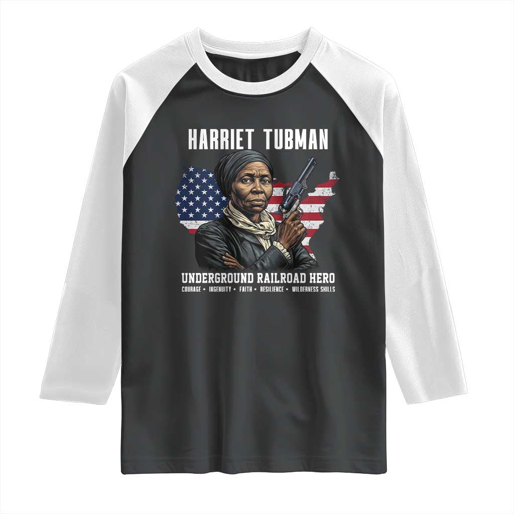 Harriet Tubman Patriotic Raglan Shirt Female Empowerment History Gift TS12 Black White Print Your Wear
