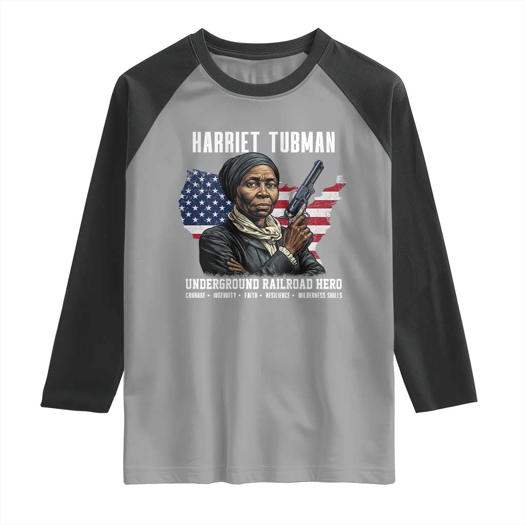 Harriet Tubman Patriotic Raglan Shirt Female Empowerment History Gift TS12 Sport Gray Black Print Your Wear