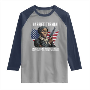 Harriet Tubman Patriotic Raglan Shirt Female Empowerment History Gift TS12 Sport Gray Navy Print Your Wear