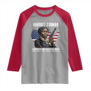 Harriet Tubman Patriotic Raglan Shirt Female Empowerment History Gift TS12 Sport Gray Red Print Your Wear
