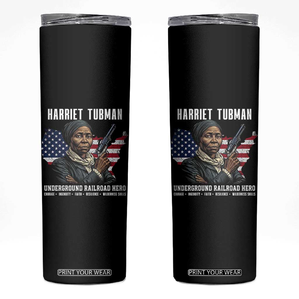 Harriet Tubman Patriotic Skinny Tumbler Female Empowerment History Gift TS12 Black Print Your Wear