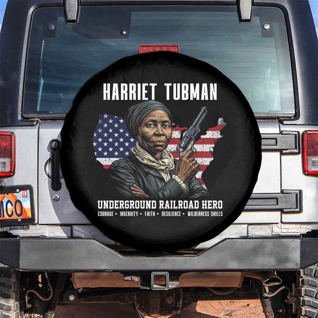 Harriet Tubman Patriotic Spare Tire Cover Female Empowerment History Gift TS12 No hole Black Print Your Wear