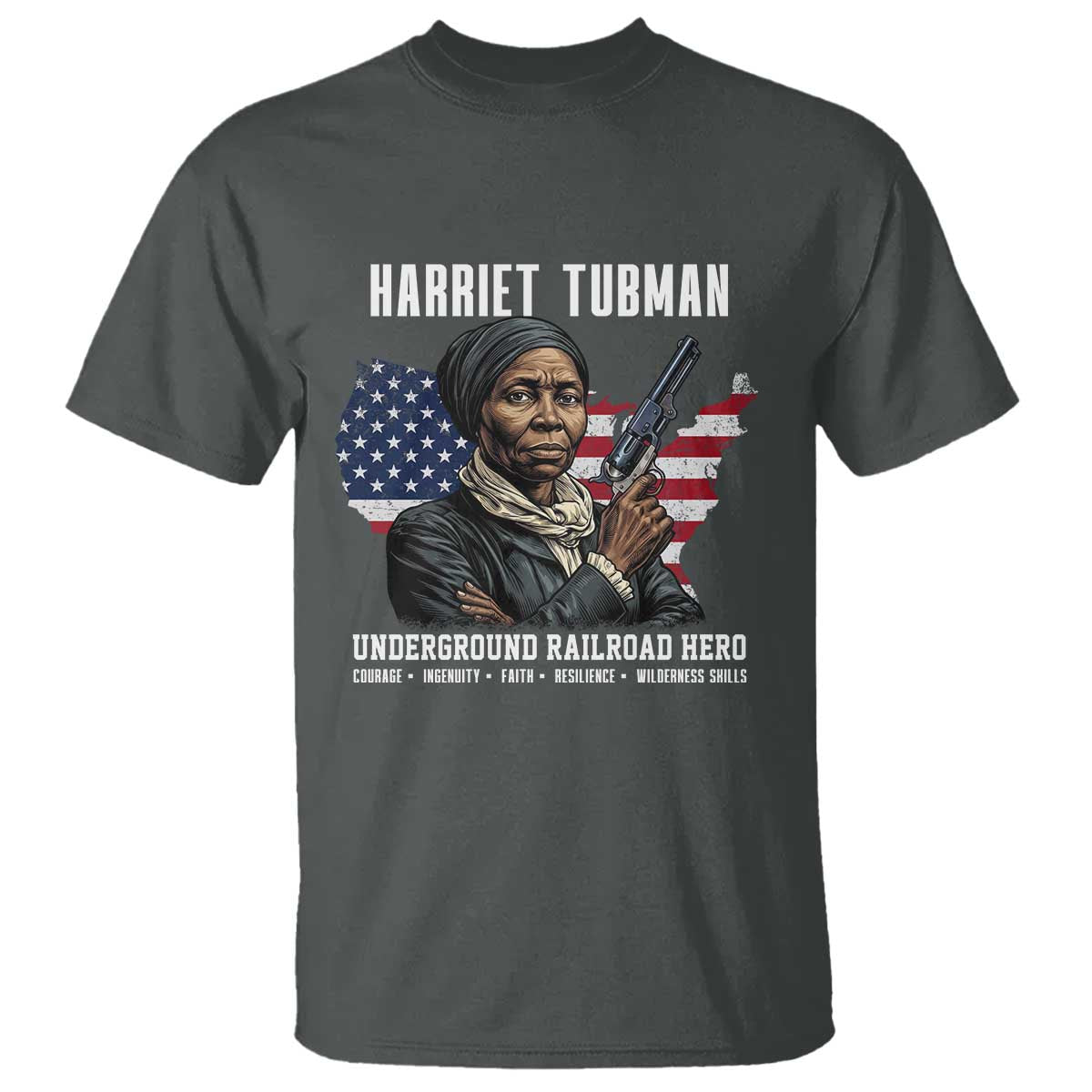 Harriet Tubman Patriotic T Shirt Female Empowerment History Gift TS12 Dark Heather Print Your Wear