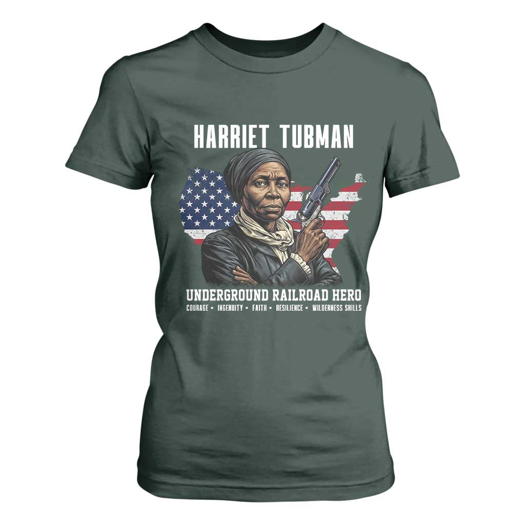 Harriet Tubman Patriotic T Shirt For Women Female Empowerment History Gift TS12 Dark Forest Green Print Your Wear