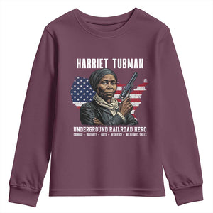 Harriet Tubman Patriotic Youth Sweatshirt Female Empowerment History Gift TS12 Maroon Print Your Wear