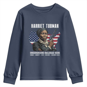 Harriet Tubman Patriotic Youth Sweatshirt Female Empowerment History Gift TS12 Navy Print Your Wear