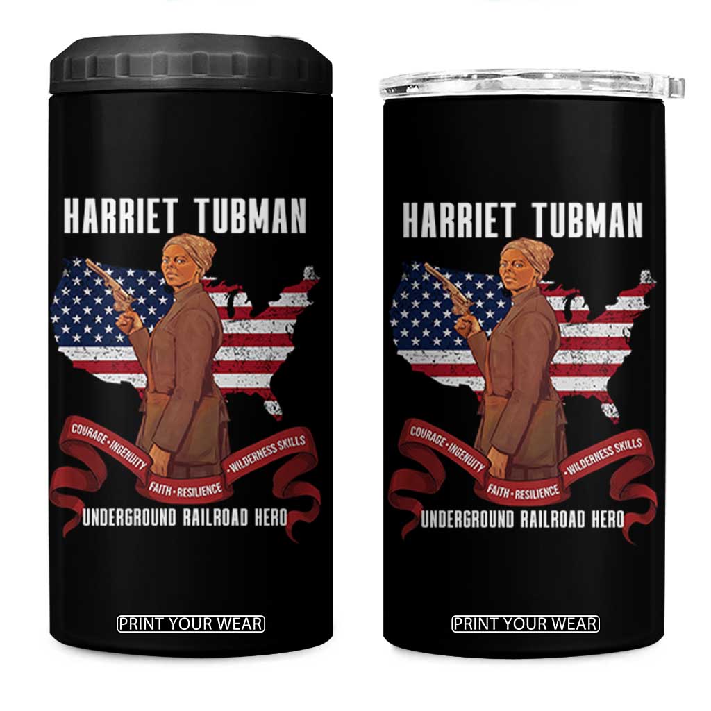 Harriet Tubman Patriotic 4 in 1 Can Cooler Tumbler Strong Black Women Pride TS12 One Size: 16 oz Black Print Your Wear