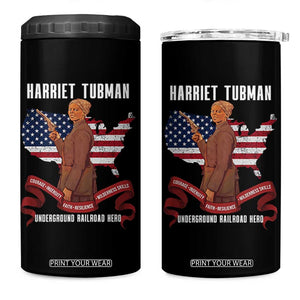 Harriet Tubman Patriotic 4 in 1 Can Cooler Tumbler Strong Black Women Pride TS12 One Size: 16 oz Black Print Your Wear