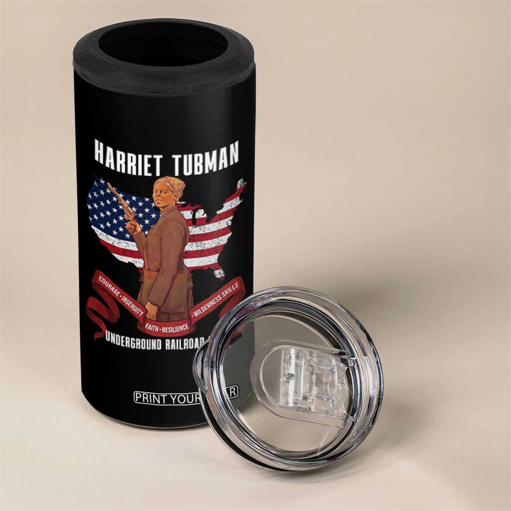 Harriet Tubman Patriotic 4 in 1 Can Cooler Tumbler Strong Black Women Pride TS12 Print Your Wear