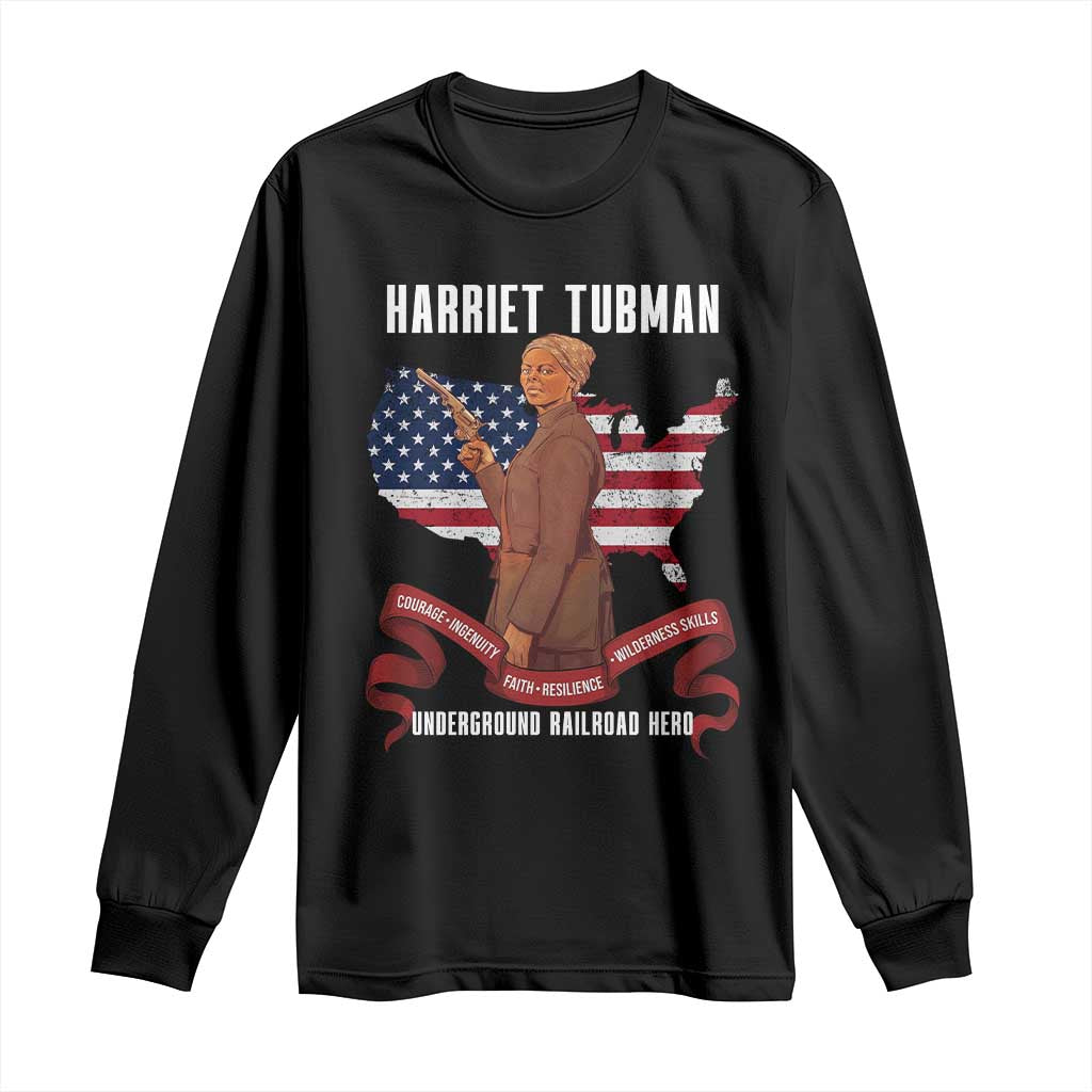 Harriet Tubman Patriotic Long Sleeve Shirt Strong Black Women Pride TS12 Black Print Your Wear