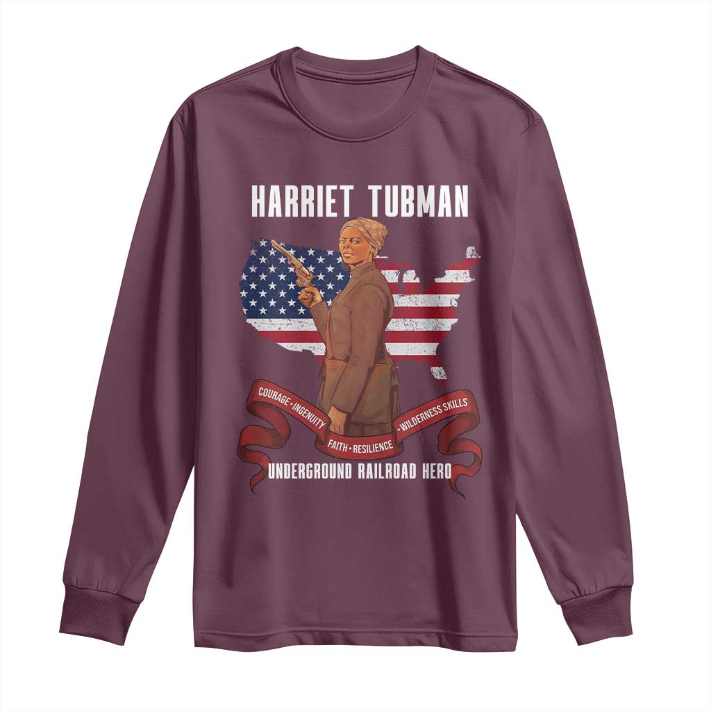 Harriet Tubman Patriotic Long Sleeve Shirt Strong Black Women Pride TS12 Maroon Print Your Wear