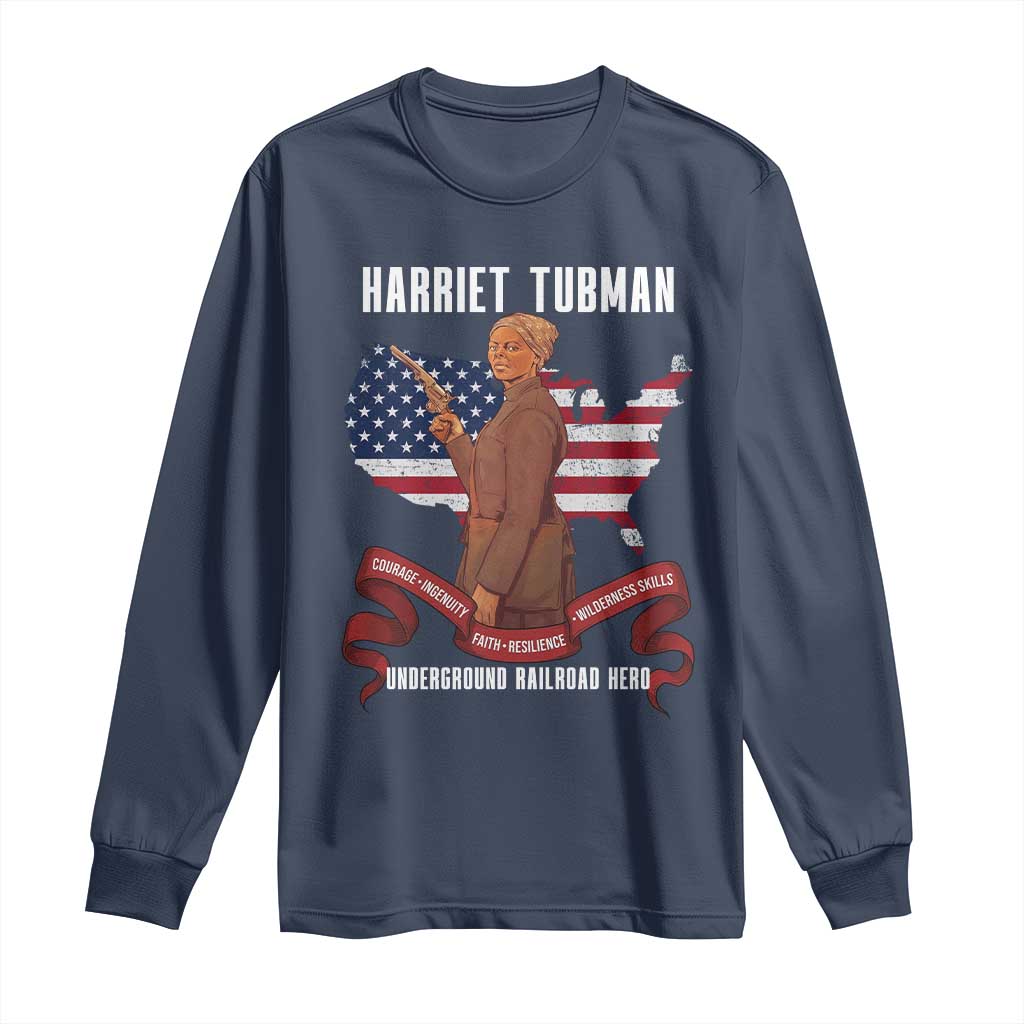Harriet Tubman Patriotic Long Sleeve Shirt Strong Black Women Pride TS12 Navy Print Your Wear
