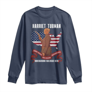 Harriet Tubman Patriotic Long Sleeve Shirt Strong Black Women Pride TS12 Navy Print Your Wear
