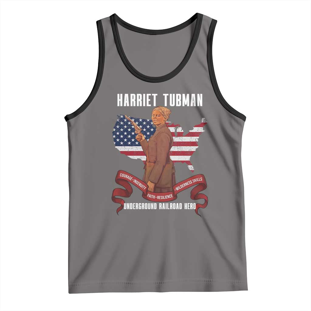 Harriet Tubman Patriotic Tank Top Strong Black Women Pride TS12 Deep Heather Black Print Your Wear