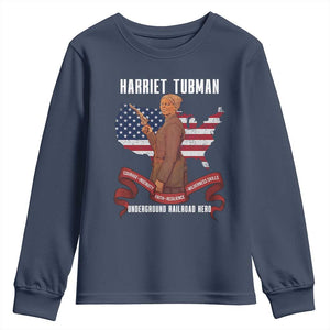 Harriet Tubman Patriotic Youth Sweatshirt Strong Black Women Pride TS12 Navy Print Your Wear