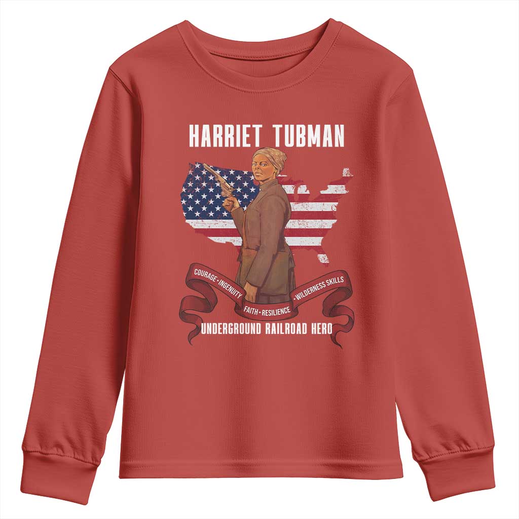 Harriet Tubman Patriotic Youth Sweatshirt Strong Black Women Pride TS12 Red Print Your Wear