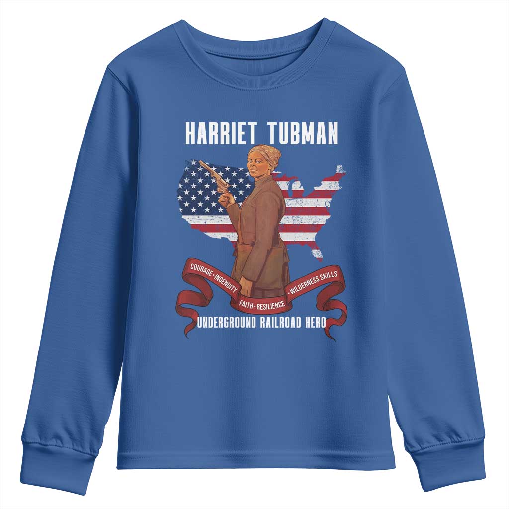 Harriet Tubman Patriotic Youth Sweatshirt Strong Black Women Pride TS12 Royal Blue Print Your Wear