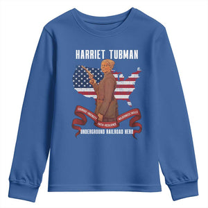 Harriet Tubman Patriotic Youth Sweatshirt Strong Black Women Pride TS12 Royal Blue Print Your Wear