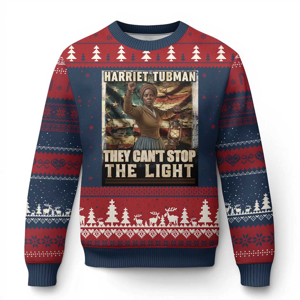 Harriet Tubman Ugly Christmas Sweater Thay Can Not Stop The Light TS12 Navy Red Print Your Wear