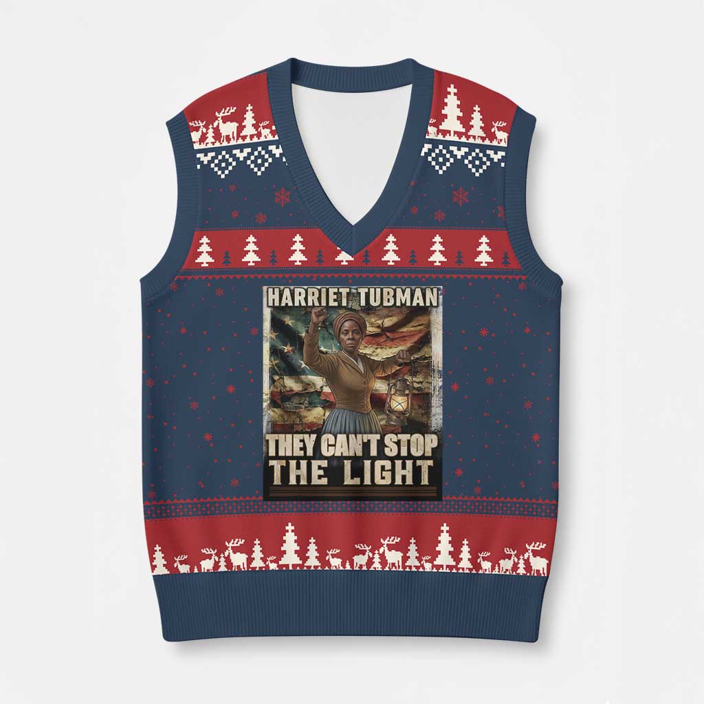 Harriet Tubman V-Neck Knit Sweater Vest Thay Can Not Stop The Light TS12 Navy Red Print Your Wear