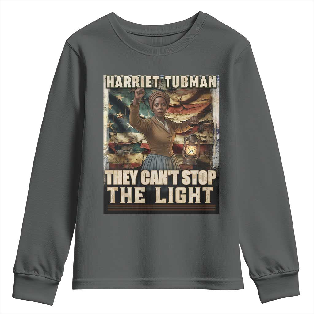 Harriet Tubman Youth Sweatshirt Thay Can Not Stop The Light TS12 Dark Heather Print Your Wear