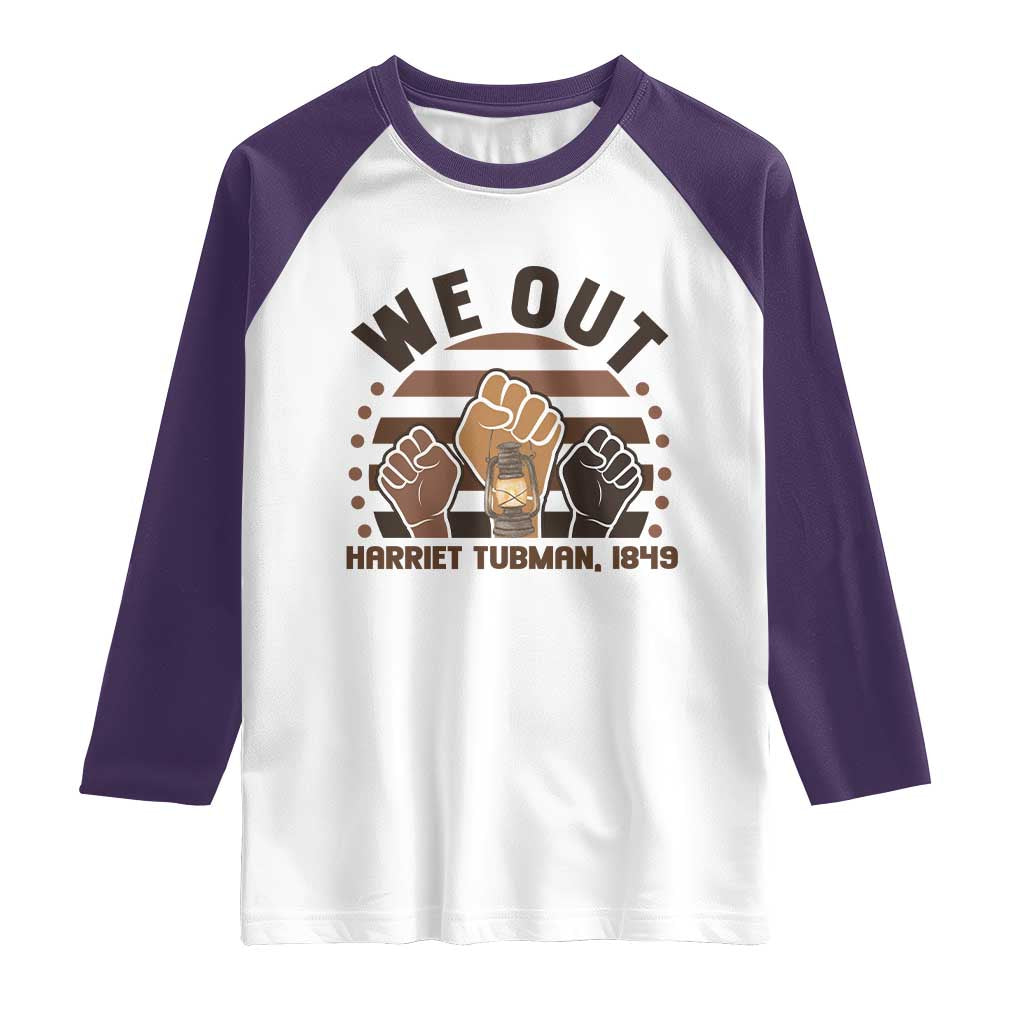 Harriet Tubman We Out 1849 Raglan Shirt Vintage Sunset Black American Hero TS12 White Purple Print Your Wear