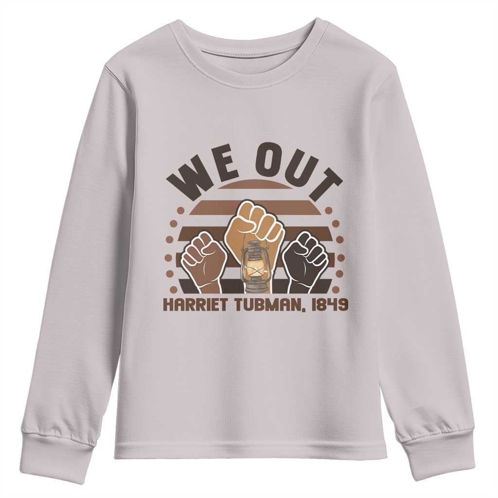 Harriet Tubman We Out 1849 Youth Sweatshirt Vintage Sunset Black American Hero TS12 Ice Gray Print Your Wear