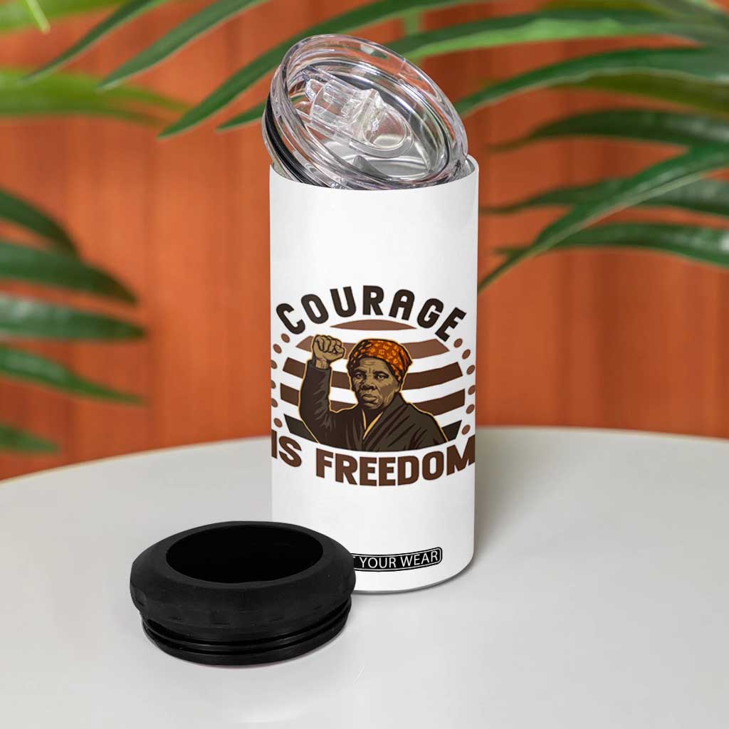 Harriet Tubman Legacy 4 in 1 Can Cooler Tumbler Courage Is Freedom TS12 Print Your Wear
