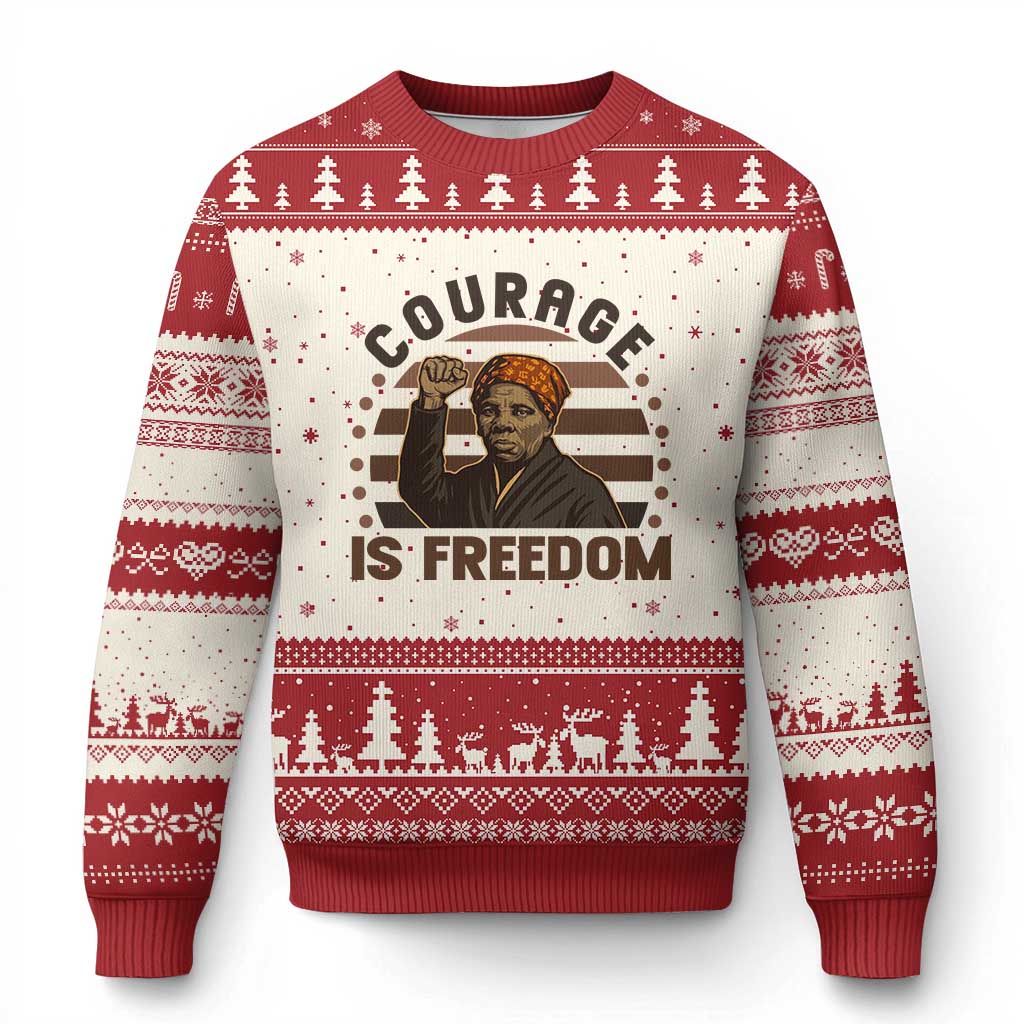 Harriet Tubman Legacy Ugly Christmas Sweater Courage Is Freedom TS12 Beige Red Print Your Wear