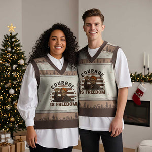 Harriet Tubman Legacy V-Neck Knit Sweater Vest Courage Is Freedom TS12 Mocha Mousse Print Your Wear