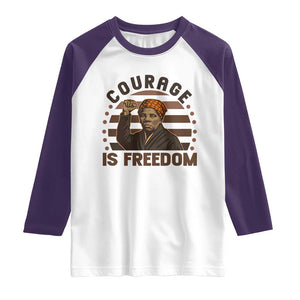 Harriet Tubman Legacy Raglan Shirt Courage Is Freedom TS12 White Purple Print Your Wear