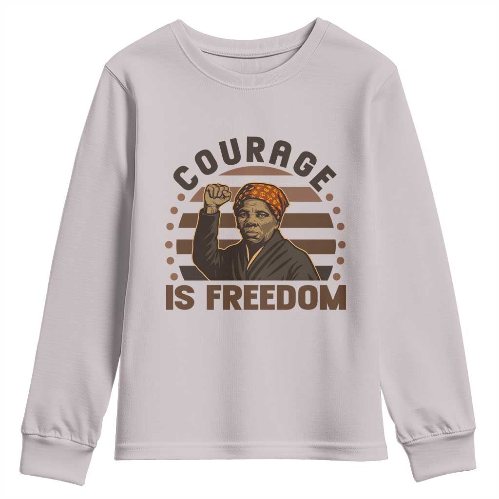 Harriet Tubman Legacy Youth Sweatshirt Courage Is Freedom TS12 Ice Gray Print Your Wear