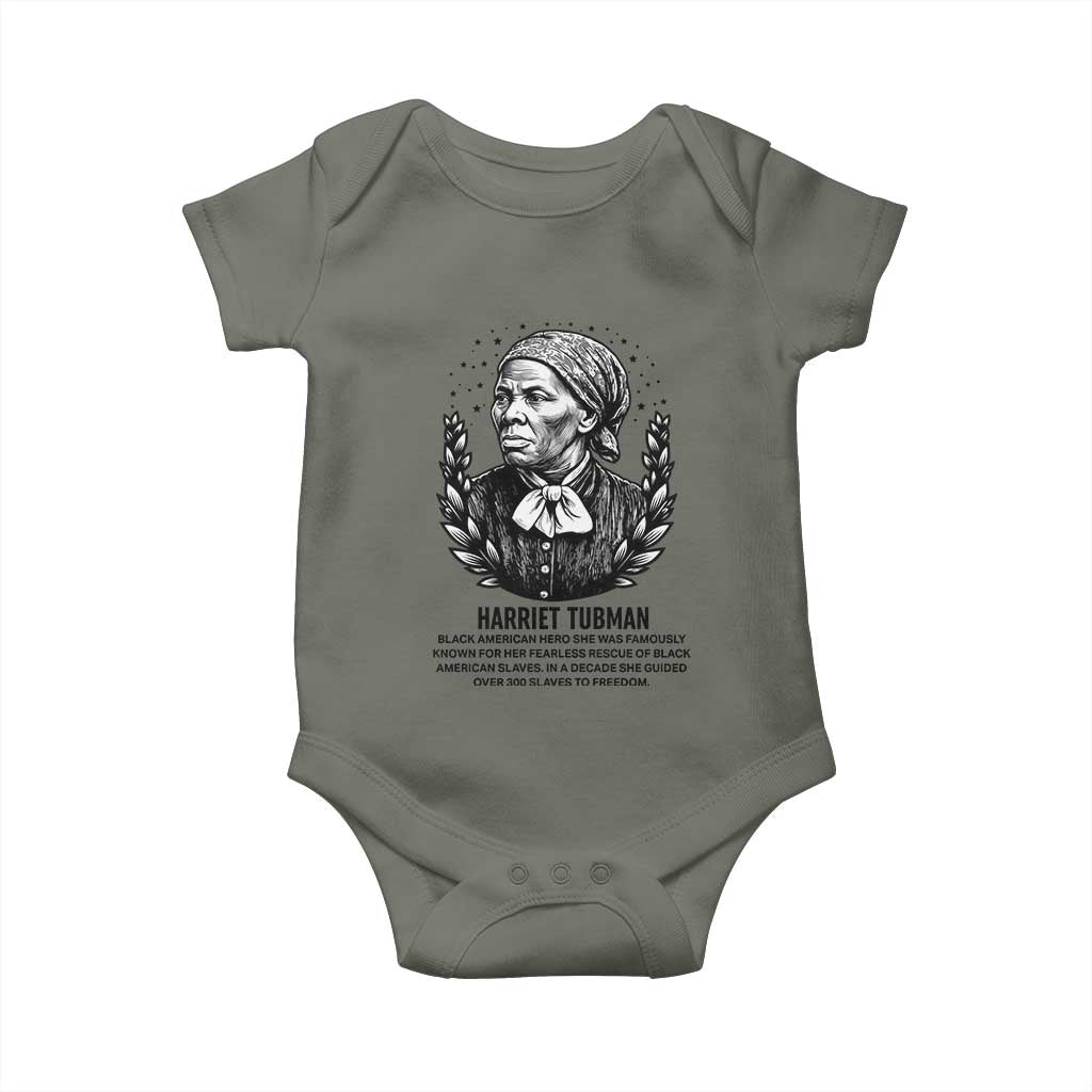 American Hero Harriet Tubman Baby Onesie Black History Leader Gift TS12 Military Green Print Your Wear