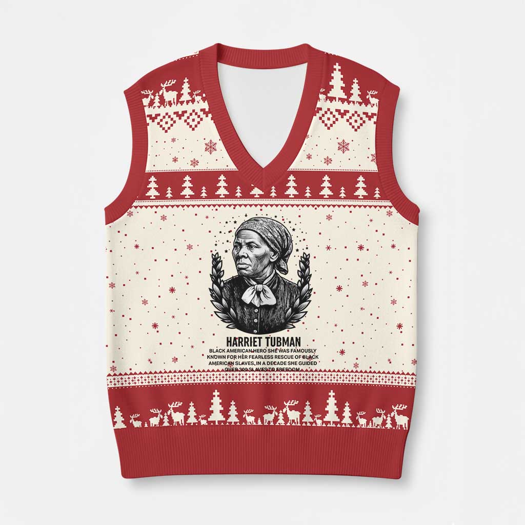 American Hero Harriet Tubman V-Neck Knit Sweater Vest Black History Leader Gift TS12 Beige Red Print Your Wear