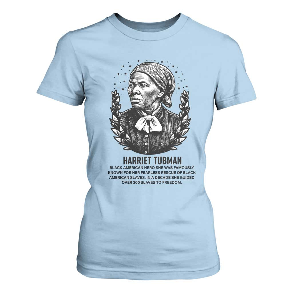 American Hero Harriet Tubman T Shirt For Women Black History Leader Gift TS12 Light Blue Print Your Wear