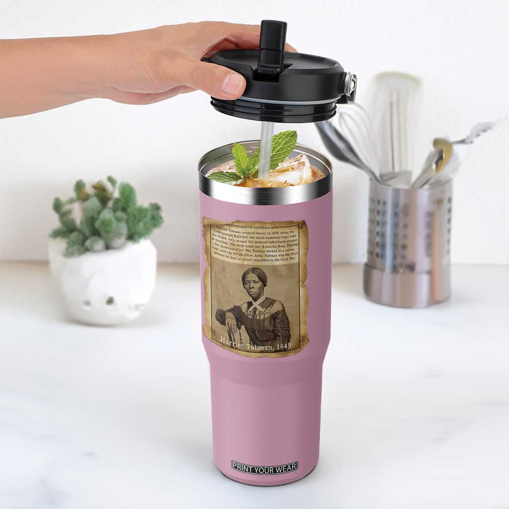 Harriet Tubman Tribute Flip Straw Tumbler Civil Rights Leader Black History Gift TS12 One Size: 30 oz Light Pink Print Your Wear