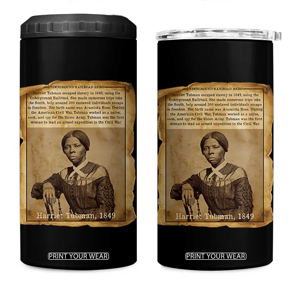 Harriet Tubman Tribute 4 in 1 Can Cooler Tumbler Civil Rights Leader Black History Gift TS12 One Size: 16 oz Black Print Your Wear