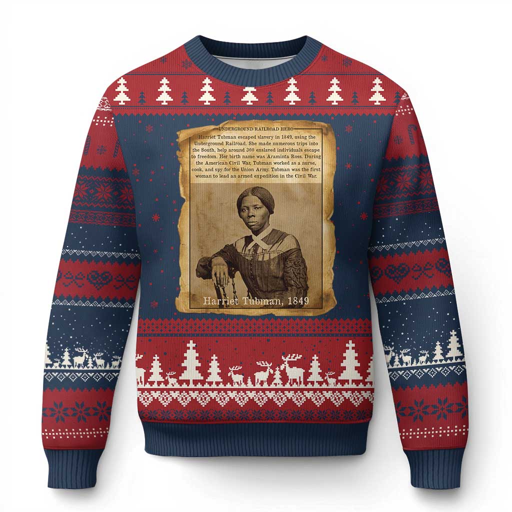 Harriet Tubman Tribute Ugly Christmas Sweater Civil Rights Leader Black History Gift TS12 Navy Red Print Your Wear
