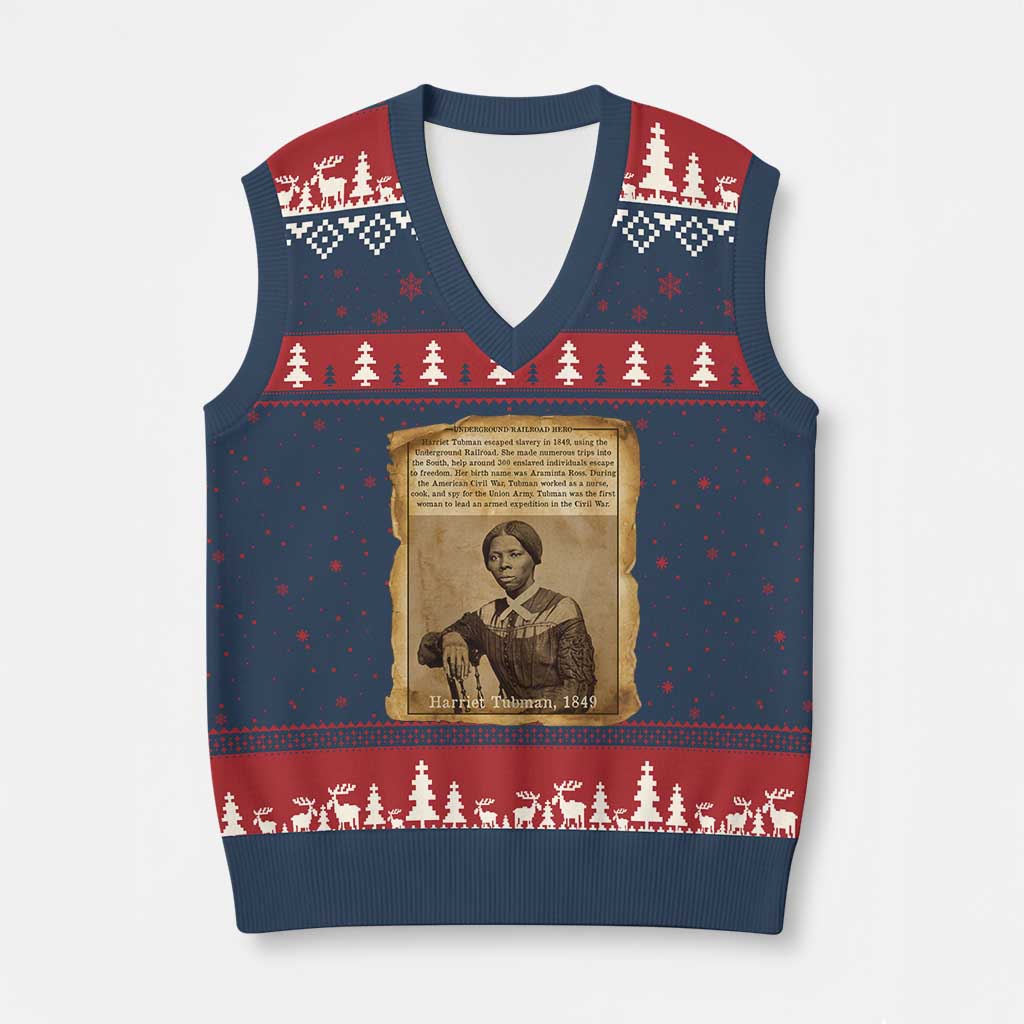 Harriet Tubman Tribute V-Neck Knit Sweater Vest Civil Rights Leader Black History Gift TS12 Navy Red Print Your Wear