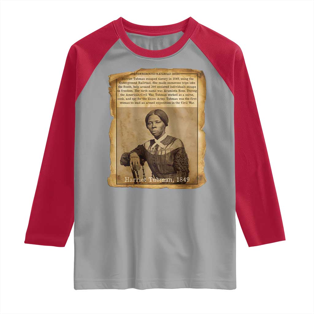 Harriet Tubman Tribute Raglan Shirt Civil Rights Leader Black History Gift TS12 Sport Gray Red Print Your Wear