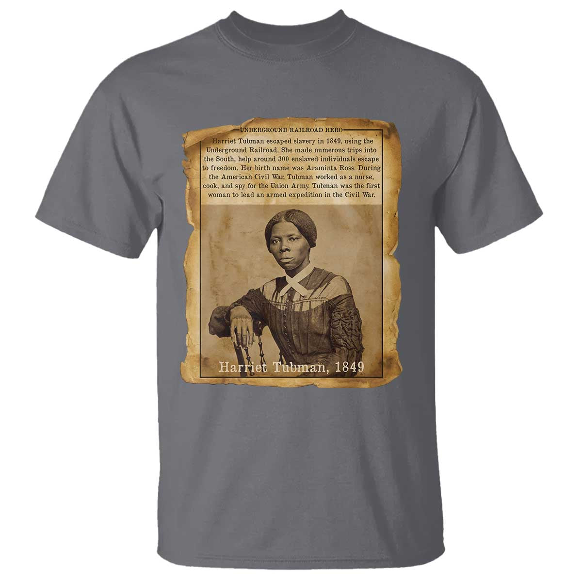 Harriet Tubman Tribute T Shirt Civil Rights Leader Black History Gift TS12 Charcoal Print Your Wear