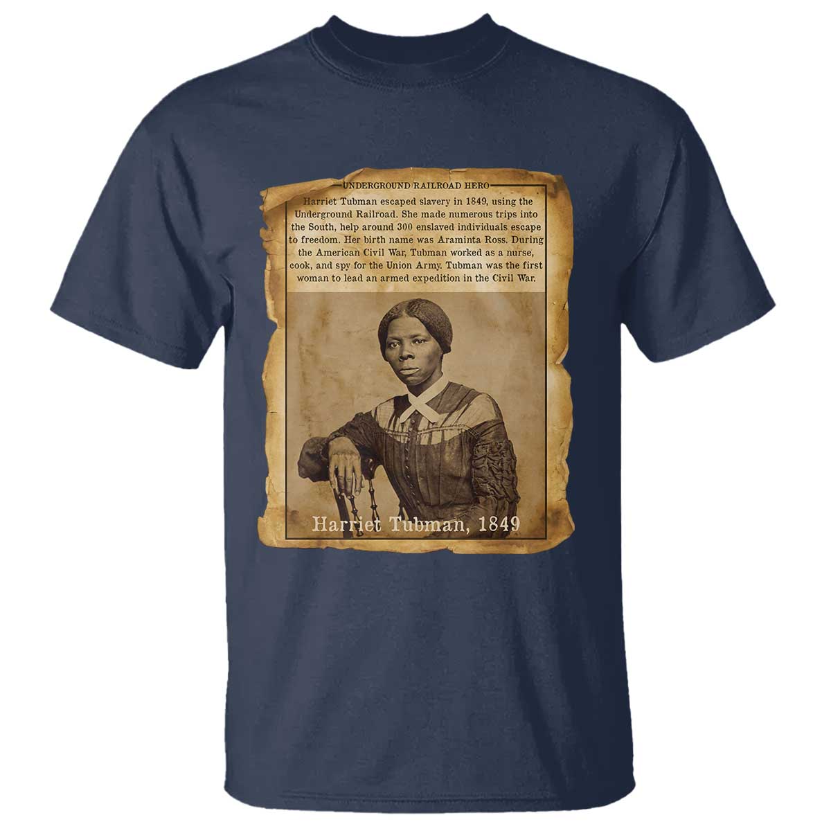 Harriet Tubman Tribute T Shirt Civil Rights Leader Black History Gift TS12 Navy Print Your Wear