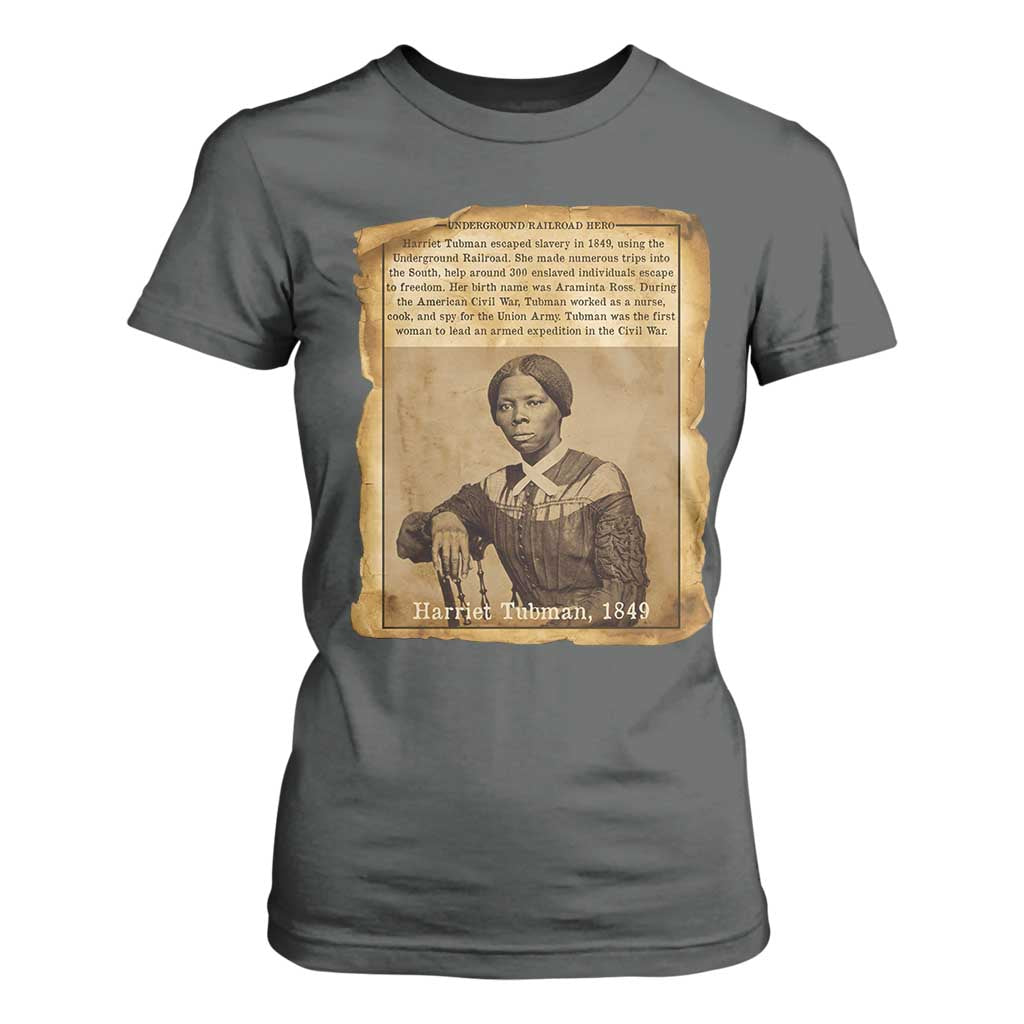 Harriet Tubman Tribute T Shirt For Women Civil Rights Leader Black History Gift TS12 Dark Heather Print Your Wear