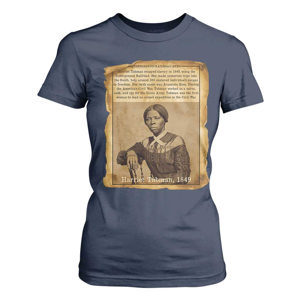 Harriet Tubman Tribute T Shirt For Women Civil Rights Leader Black History Gift TS12 Navy Print Your Wear