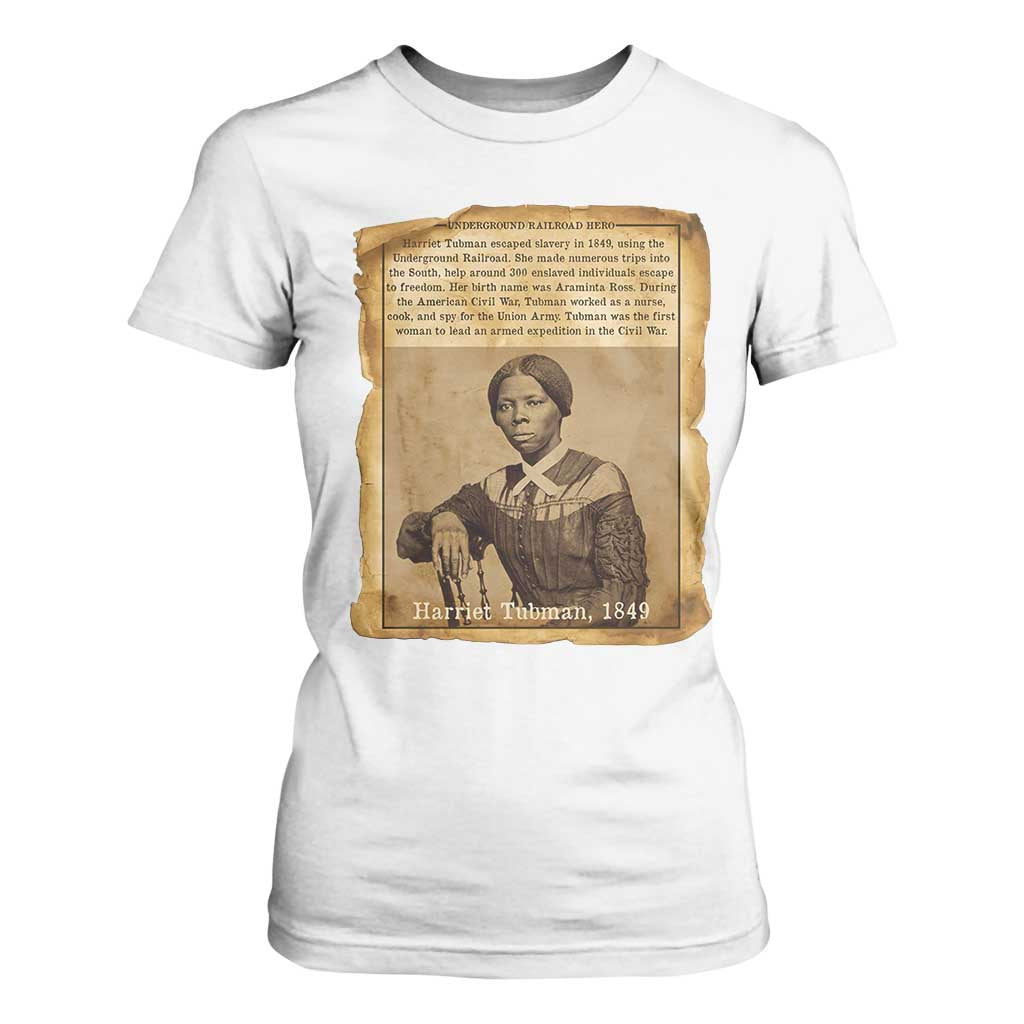 Harriet Tubman Tribute T Shirt For Women Civil Rights Leader Black History Gift TS12 White Print Your Wear
