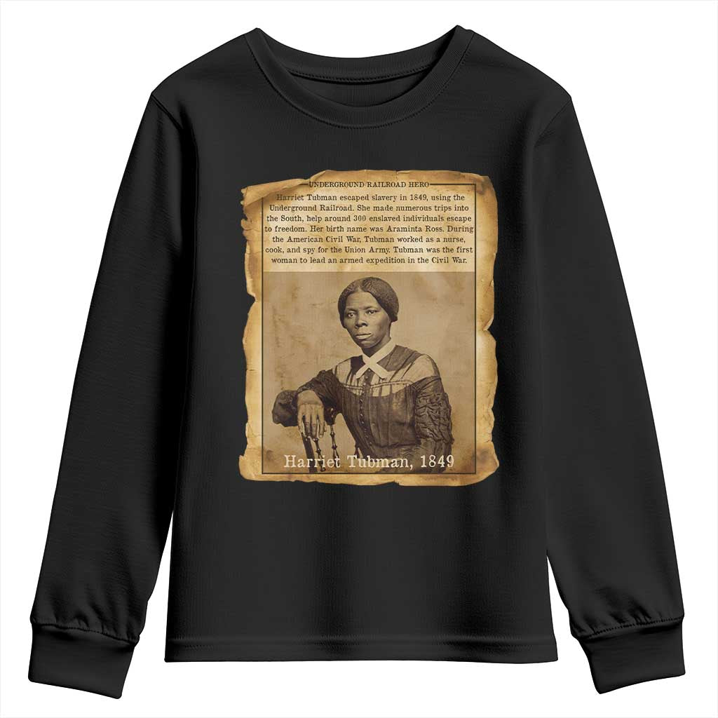 Harriet Tubman Tribute Youth Sweatshirt Civil Rights Leader Black History Gift TS12 Black Print Your Wear
