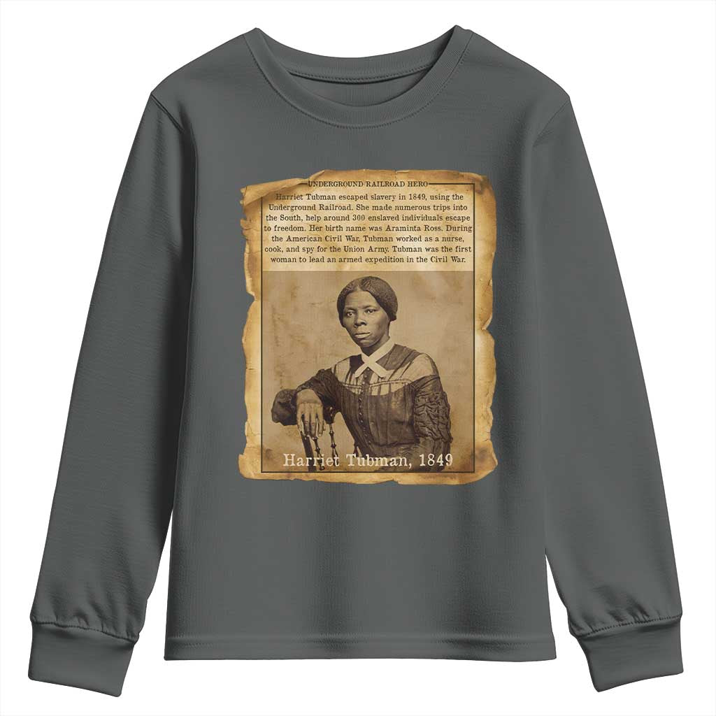 Harriet Tubman Tribute Youth Sweatshirt Civil Rights Leader Black History Gift TS12 Dark Heather Print Your Wear