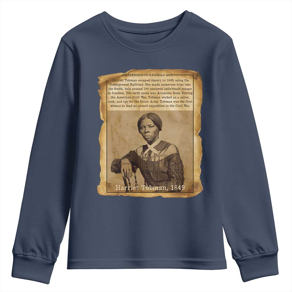 Harriet Tubman Tribute Youth Sweatshirt Civil Rights Leader Black History Gift TS12 Navy Print Your Wear