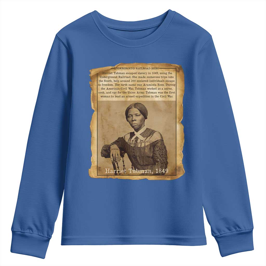 Harriet Tubman Tribute Youth Sweatshirt Civil Rights Leader Black History Gift TS12 Royal Blue Print Your Wear